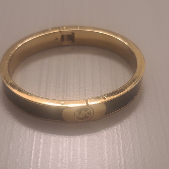 Michael Kors Gold-tone Black Enamel Logo Bangle - Picture 2 of 3